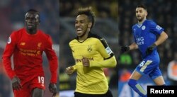 Bitaa gara mirgaa: Taphataa Aljeeriyaa Riyad Mahrez (Leicester), ka Senegaal Sadio Mane (Liverpool) fi ka Gaabon Pierre-Emerick (Dortmund).
