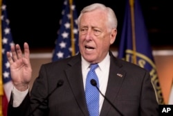 House Majority Leader Steny Hoyer of Maryland, speaks at a news conference in Washington, Jan. 22, 2019.