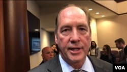 美国众议院外交委员会亚太小组委员会资深共和党众议员约霍3月27日在华盛顿参加台湾总统蔡英文视讯会议活动后接受美国之音采访（美国之音钟辰芳拍摄）