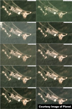 서해 미사일 발사장의 8월16일부터 9월10일 사이의 모습. 특별한 변화가 관측되지 않았다. 사진제공=Planet Labs Inc.