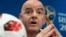 Le président de la Fifa, Gianni Infantino, lors d’une conférence de presse à Moscou le 13 juillet 2018.