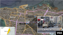Peta daerah Kaskas di Beirut, Lebanon.
