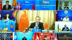 中国外长王毅2020年9月9日通过视频出席东南亚联盟年度外长会议 （路透社转发视频截图）