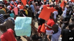 FILE: Zimbabwe workers' demonstration.