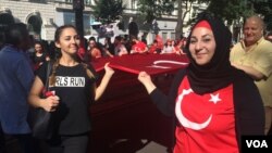 While the Istanbul attackers are believed to have been Uzbek, Kyrgyz and Russian nationals, many protesters in Vienna blame The Kurdistan Workers' Party, or the PKK for the violence in Turkey. in Vienna, Austria, July 3, 2016. (H. Murdock/VOA)