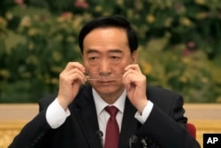 2017年10月19日，在北京举行的中共第十九次党代会期间，新疆党委书记陈全国在新疆代表团会议上。