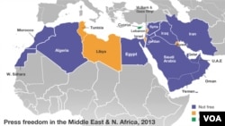 Press freedom in the Middle East and North Africa, 2013.