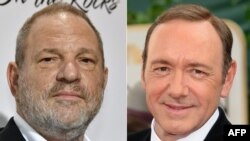 Le producteur américain Harvey Weinstein, l'acteur Kevin Spacey dans une combinaison de photos récentes créées le 3 novembre 2017.