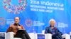 លោកស្រី Christine Lagarde​ ប្រធាន IMF និង​លោក Jim Yong Kim ប្រធាន​ធនាគារ​ពិភពលោក​ ក្នុង​ពិធី​បើក​កិច្ច​ប្រជុំ​ Fintech Agenda នៅ​កោះ​បាលី។