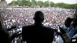 Presidential opposition candidate Winston Tubman speaks to supporters at a rally in Monrovia, Liberia, October 16, 2011.