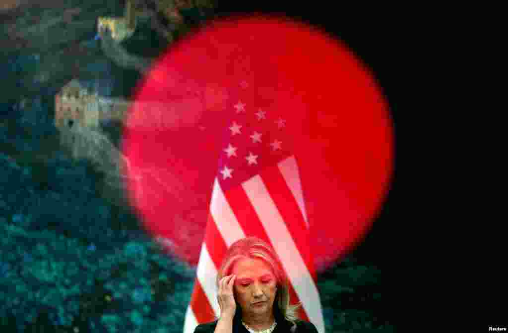 Secretary Clinton at a news conference at the Great Hall of the People in Beijing September 5, 2012. 