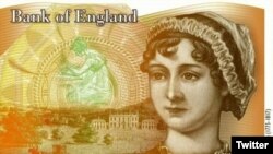 تصویر جین آستن، نویسنده قرن نوزدهم بر روی اسکناس های ده پوندی