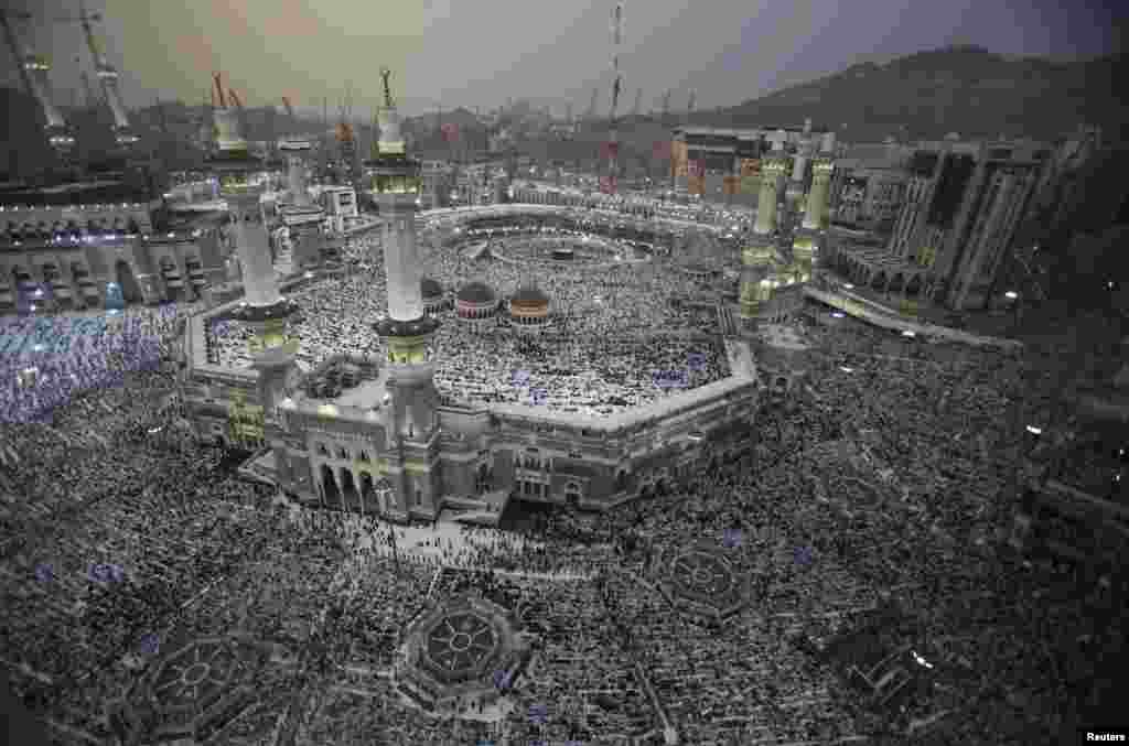 Muslim pilgrims pray at the Grand Mosque in the holy city of Mecca, ahead of the annual Hajj pilgrimage, Oct. 10, 2013.