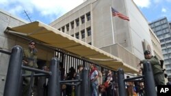 이스라엘 텔아비브에 주재한 미국 대사관 건물. (자료사진)