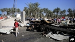 Un attentat, dans le sud de Badgad, en Irak, le 6 mars 2016. Des douzaines de personnes ont perdu la vie dans cette attaque revendiquée par le groupe EI.