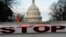 FILE - A security barricade is placed in front of the U.S. Capitol on the first day of a partial federal government shutdown in Washington, Dec. 22, 2018.