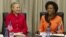 U.S. Secretary of State Hillary Rodham Clinton meets with South Africa's Foreign Minister Maite Nkoana-Mashabane in Pretoria, South Africa, Aug. 7, 2012. 
