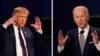 FILE - These Sept. 29, 2020, photos show then-President Donald Trump and his opponent in the 2020 presidential election, Joe Biden, during their first presidential debate in Cleveland, Ohio. 
