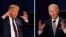 FILE - These Sept. 29, 2020, photos show then-President Donald Trump and his opponent in the 2020 presidential election, Joe Biden, during their first presidential debate in Cleveland, Ohio. 