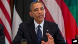 바락 오바마 미국 대통령이 30일 백악관에서 시리아 사태에 대한 입장을 밝히고 있다.