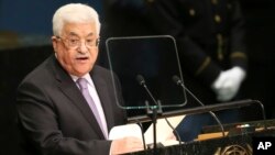 마흐무드 압바스 팔레스타인 자치정부 수반이 22일 뉴욕 유엔본부에서 열린 제71차 유엔총회에서 기조연설을 하고 있다.