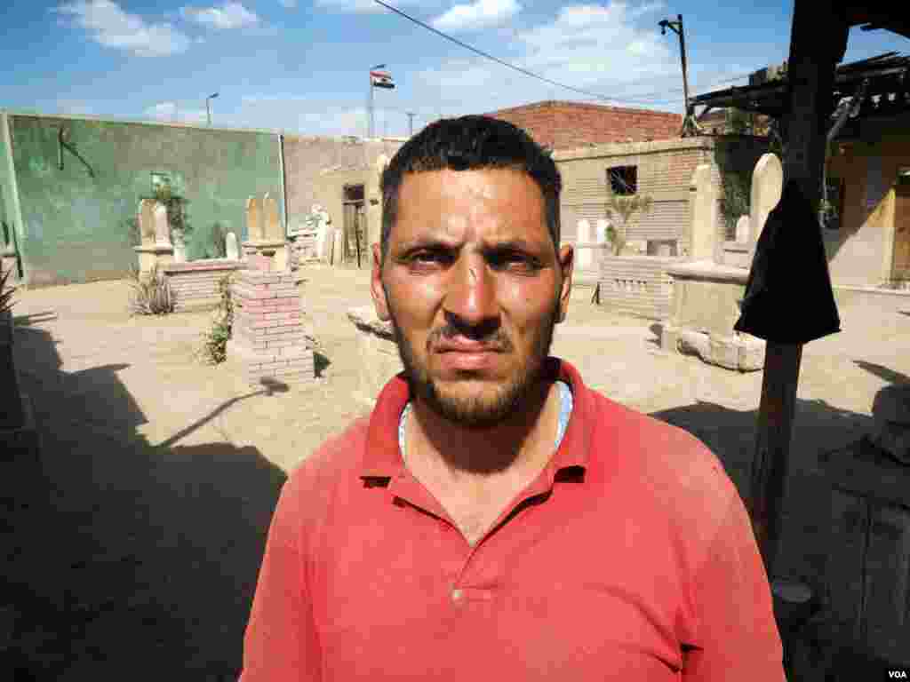 Undertaker Fathy Salama says “Friday is the best day for my business during the week. Mourners come to visit their relatives and they leave me some small tips, which makes up for low pay during the rest of the week.” 27 May 2016, Cairo. (Photo: Hamada El