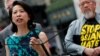 FILE - Local Democratic leader Jenny Low speaks at a rally against Asian hate crime following an unprovoked attack on an Asian woman, in Manhattan's Chinatown district in New York City, June 2, 2021.