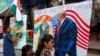 Children from an art school make paintings of U.S. President Donald Trump ahead of his India visit, in Mumbai, India, Feb. 21, 2020.