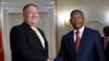 Angolan President Joao Lourenco meets with U.S. Secretary of State Mike Pompeo at the Presidential Palace in Luanda, Feb. 17, 2020.