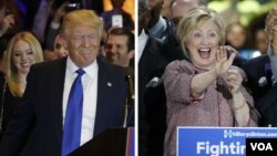 미국 대선에 출마한 공화당의 도널드 트럼프 경선 후보(왼쪽)와 민주당의 힐러리 클린턴 후보.