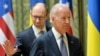 FILE - U.S. Vice President Joe Biden, right, and Ukrainian Prime Minister Arseniy Yatsenyuk after attending joint press conference.