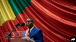 Central African Republic President Faustin-Archange Touadera delivers his speech during his inaugural ceremony in Bangui, March 30, 2021. 