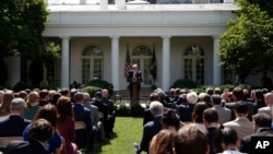 美国总统川普星期四在白宫宣布美国退出《巴黎气候协定》。（6月2日）