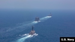 美军一个两栖作战舰队2019年5月7日穿越霍尔木兹海峡Hormuz Strait（美国海军照片）