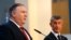 U.S. Secretary of State Mike Pompeo, left, and the Prime Minister of Czech Republic Andrej Babis address the media during a press conference as part of a meeting in Prague, Czech Republic, Aug. 12, 2020.