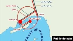 نقشه مربوط به پل خلیج فارس قشم و بزرگراه متصل به آن