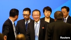 North Korea's First Vice Foreign Minister Kim Kye-gwan at opening ceremony of 10th anniversary of six party talks, Diaoyutai State Guesthouse, Beijing, Sept. 18, 2013.