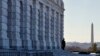 A lone Capitol Police officer guards his post, Jan. 19, 2018, on Capitol Hill in Washington.