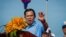 Cambodian Prime Minister Hun Sen, who's ruled Cambodia for three decades, gives speech to supporters in Phnom Penh, June 02, 2017.