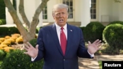 特朗普总统在白宫发布视频讲话。（2020年10月7日）