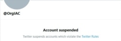 OIAC's Twitter account, as it appeared during its two-day suspension that began on Nov. 6, 2019.
