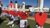 The crosses, erected in a graceful, curvy line behind the “Welcome to Las Vegas” sign, serve as markers of the lives of those who died when a gunman opened fire Oct. 1, 2017, at the crowd attending a country music concert in Las Vegas. Many visitors leave behind flowers or tokens as memories. 