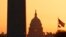 The Washington Monument and the U.S. Capitol are seen in Washington, March 18, 2020.