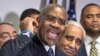 FILE - Rep. Gregory Meeks, D-N.Y., chairman of the Congressional Black Caucus Political Action Committee, announces the caucus' endorsement of Democratic presidential candidate Hillary Clinton ahead of the Feb. 27 Democratic primary in South Carolina, Feb