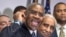 FILE - Rep. Gregory Meeks, D-N.Y., chairman of the Congressional Black Caucus Political Action Committee, announces the caucus' endorsement of Democratic presidential candidate Hillary Clinton ahead of the Feb. 27 Democratic primary in South Carolina, Feb