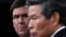 Defense Secretary Mark Esper, left, listens as South Korean National Defense Minister Jeong Kyeong-doo, right, speaks during a news conference at Pentagon in Washington, Monday, Feb. 24, 2020. (AP Photo/Susan Walsh)