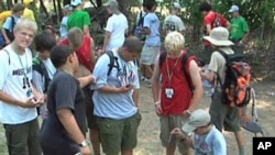 International Boy Scouts from 26 countries at a jamboree at Fort A.P. Hill, Virginia