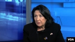 Саломе Зурабишвили беседует с Грузинской службой "Голоса Америки" в Вашингтоне, 21 января 2025 года.