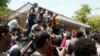 High school students protest at the educational ministry after a cheating scandal canceled the scores of a national exam. In Cairo they chant, “Students’ rights will never die!” June 27, 2016. (H. Elrasam/VOA)