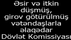 Əsir və itkin düşmüş, girov götürülmüş vətəndaşlarla əlaqədar Dövlət Komissiyası
